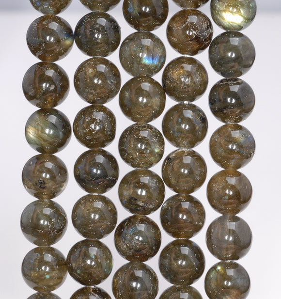 10MM Dark Brown Labradorite Gemstone Round Loose Beads 15.5 inch Full Strand (80003908-B99)