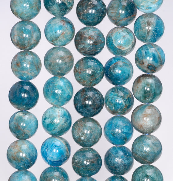 10-11MM Blue Apatite Gemstone Grade AB Round Loose Beads 15.5 inch Full Strand (80003942-B104)