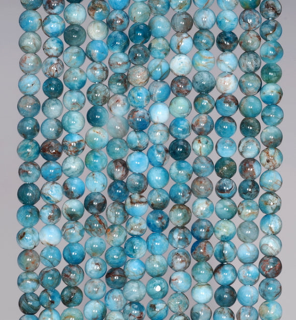 3MM White Blue Apatite Gemstone Round Loose Beads 15.5 inch Full Strand (80003969-B98)