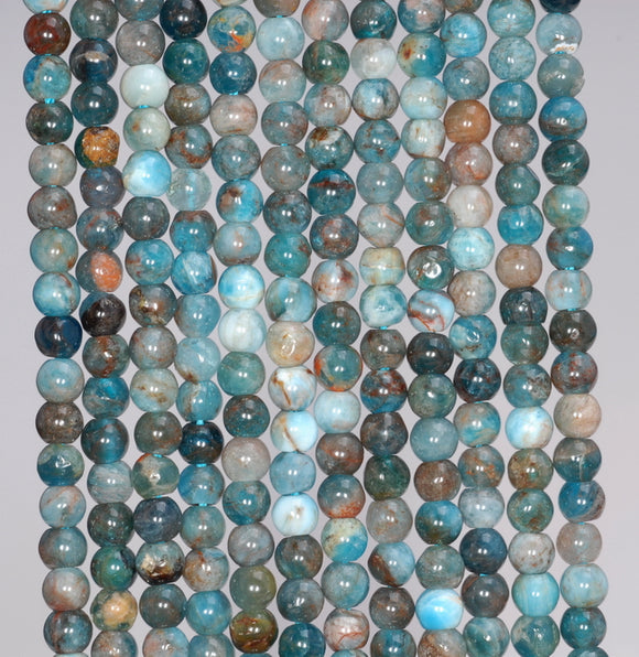 3-4MM White Blue Apatite Gemstone Round Loose Beads 15.5 inch Full Strand (80003970-B98)