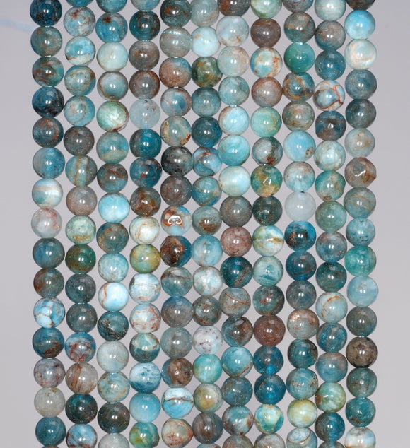 4MM White Blue Apatite Gemstone Round Loose Beads 15.5 inch Full Strand (80003971-B98)