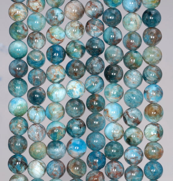 4-5MM White Blue Apatite Gemstone Round Loose Beads 15.5 inch Full Strand (80003974-B98)