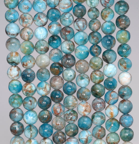 6MM White Blue Apatite Gemstone Round Loose Beads 15.5 inch Full Strand (80003980-B98)