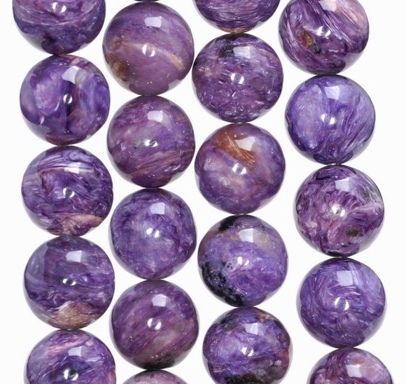 14MM Charoite Gemstone Grade AAA Round Loose Beads 8 inch Half Strand (80004118-A175)