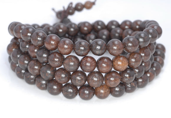 8MM Natural Soil Old Agarwood Aquilaria Wood Round Loose Beads 34 inch (80004149-W12)