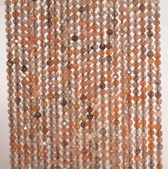 2MM Multi Color Sunstone Gemstone Grade AAA Micro Faceted Round Loose Beads 15.5 inch Full Strand (80006515-A204)