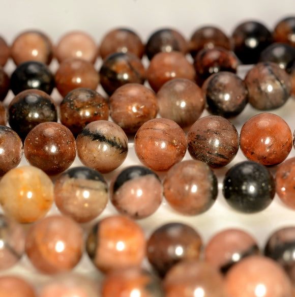 8MM Rare Chiastolite Gemstone Round Loose Beads 7.5 inch Half Strand (80006725-881)