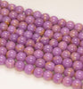 5-6MM Genuine Phosphosiderite Gemstone Grade A Purple Round Loose Beads 15.5 inch Full Strand (80009637-A176)
