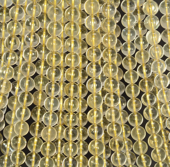 7-8MM Genuine Lemon Quartz Gemstone Grade AAA Yellow Round Loose Beads 15.5 inch Full Strand (80009837-A184)