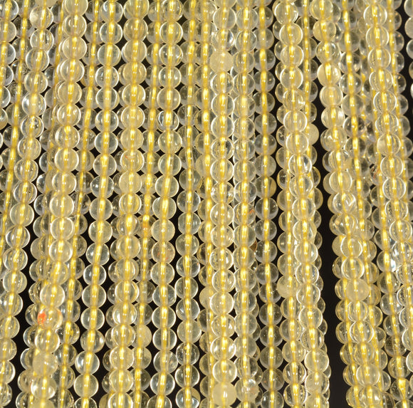 5.5M Genuine Lemon Quartz Gemstone Grade AAA Yellow Round Loose Beads 15.5 inch Full Strand (80009841-A184)