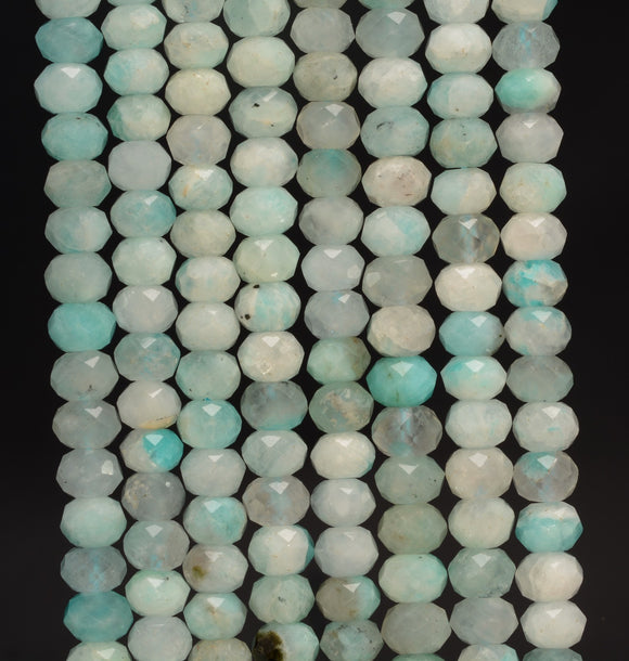 5x4MM Peru Amazonite Gemstone Grade A Micro Faceted Rondelle Loose Beads 15 inch Full Strand (80009961-A203)