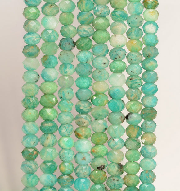 5x3MM Russian Amazonite Gemstone Micro Faceted Rondelle Loose Beads 15 inch Full Strand (80009966-A203)
