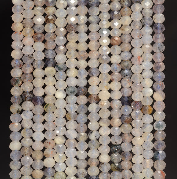 4x3MM Iolite Gemstone Grade AA Micro Faceted Rondelle Loose Beads 15.5 inch Full Strand (80009979-A202)