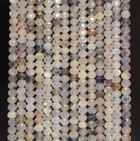 4x3MM Iolite Gemstone Grade AA Micro Faceted Rondelle Loose Beads 15.5 inch Full Strand (80009979-A202)