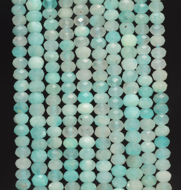 4x3MM Peru Amazonite Gemstone Grade AA Micro Faceted Rondelle Loose Beads 15.5 inch Full Strand (80009995-A201)