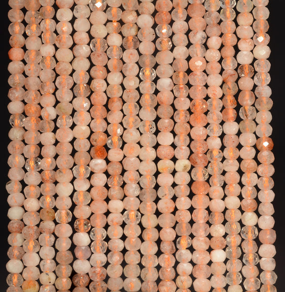 3x2MM Sunstone Gemstone Grade AAA Micro Faceted Rondelle Loose Beads 15.5 inch Full Strand (80010016-A200)