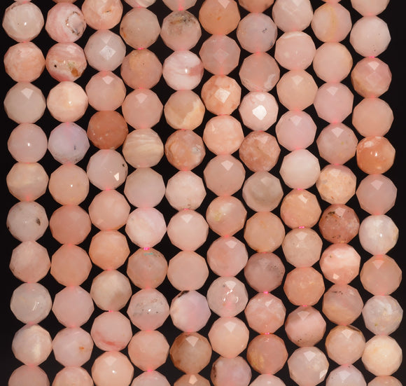 6MM Pink Opal Gemstone Grade AAA Micro Faceted Round Loose Beads 15 inch Full Strand (80010038-A200)