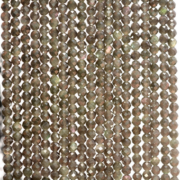4MM Black Obsidian Gemstone Grade AAA Micro Faceted Round Loose Beads 15.5 inch Full Strand (80010158-A195)