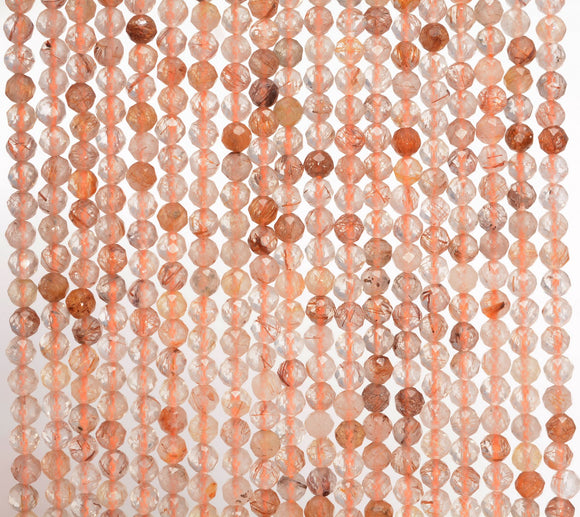 3MM Bronze Rutilated Quartz Gemstone Grade AA Micro Faceted Round Loose Beads 15.5 inch Full Strand (80010187-A194)