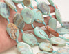 28x19-30x20MM Terra Agate Gemstone Aqua Blue Oval Twist Grade Aaa 4 Beads  (80007250-A250)