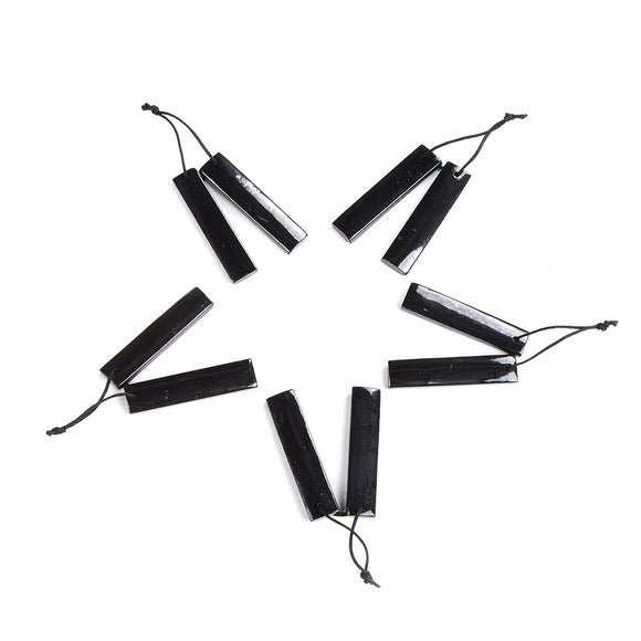 10X45MM Natural Smooth Shungite Gemstone Grade AAA Rectangle Earring Pair Pendant 2 Beads (80008572-D49)