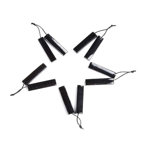 10X45MM Natural Smooth Shungite Gemstone Grade AAA Rectangle Earring Pair Pendant 2 Beads (80008572-D49)