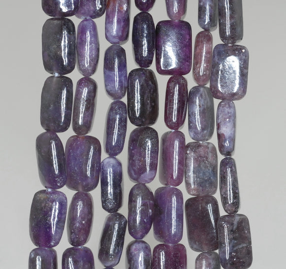12X8mm Dark Purple Lepidolite Gemstone Grade A Rectangle Loose Beads 16 inch Full Strand (90188386-663)