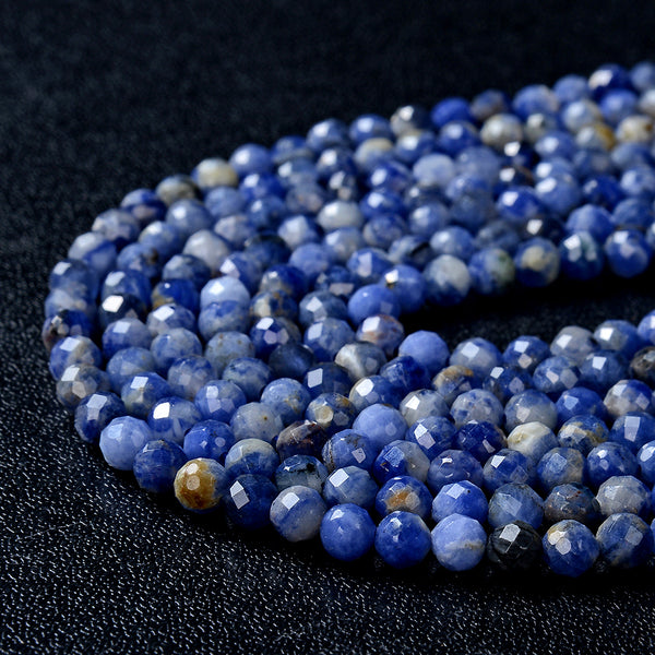 4MM Natural Sodalite Gemstone Grade AA Micro Faceted Round Loose Beads 15 inch Full Strand (80009438-P32)