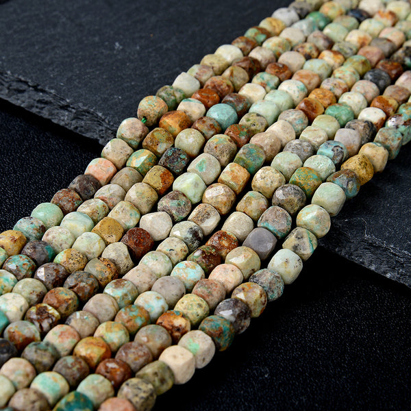 5MM Natural Turquoise Gemstone Micro Faceted Cube Loose Beads (P47)