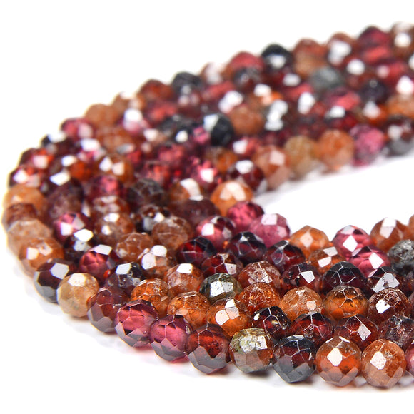 2-3MM Natural Hessonite Garnet Gemstone Grade A Micro Faceted Round Loose Beads 15 inch Full Strand (80016804-P65)