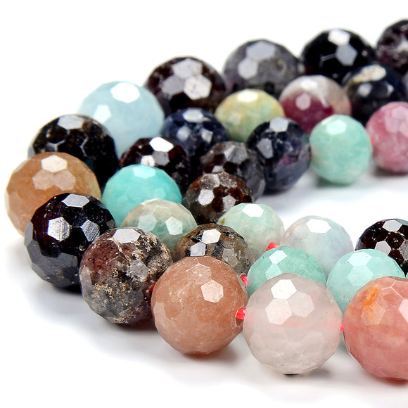 Natural Multi Color Mix Stones Gemstone Micro Faceted Round 5MM 7MM 8MM 9MM Loose Beads (P75)