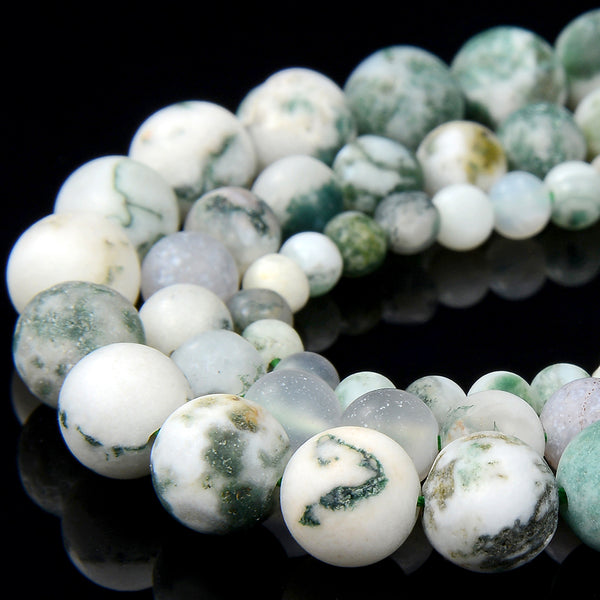 Matte Tree Agate Gemstone Grade AAA Round 4MM 6MM 8MM Loose Beads (D335)