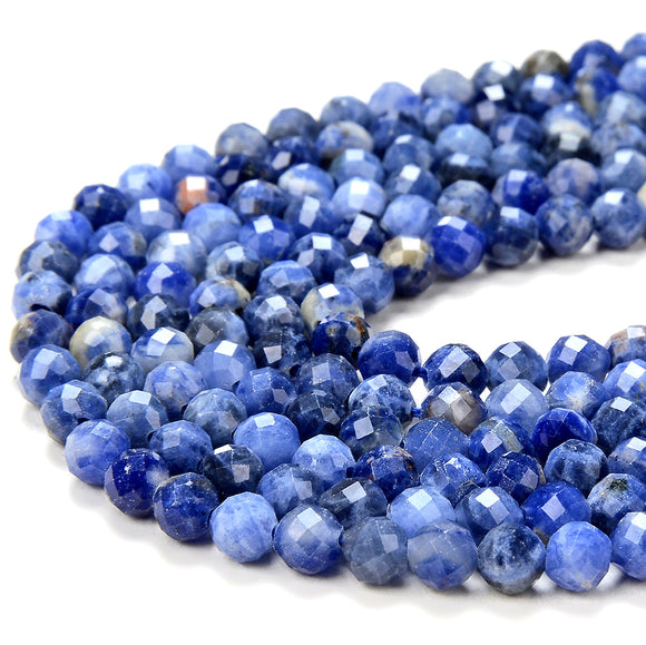 Natural Sodalite Gemstone Grade AAA Micro Faceted Round 3MM 4MM 5MM Loose Beads 15 inch Full Strand (P56)