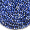 Natural Sodalite Gemstone Grade AAA Micro Faceted Round 5MM 6MM Loose Beads 15 inch Full Strand (P56)