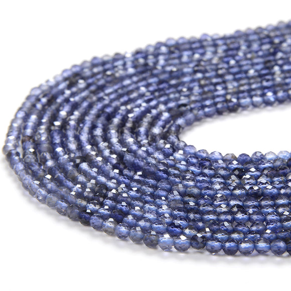 2MM Natural Iolite Gemstone Grade AAA Micro Faceted Round Loose Beads 15.5 inch Full Strand (80009197-P25)
