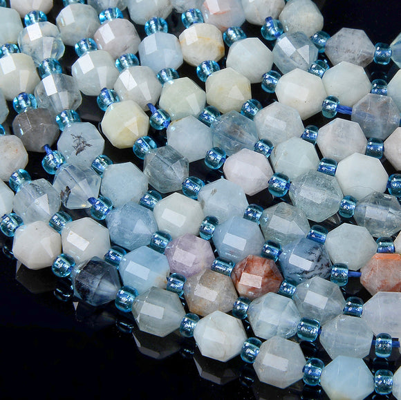6MM Natural Aquamarine Gemstone Grade AA Faceted Prism Double Point Cut Loose Beads (D213)