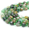 6MM Natural Multi Color Green Aventurine Gemstone Grade AA Faceted Prism Double Point Cut Loose Beads (D342)