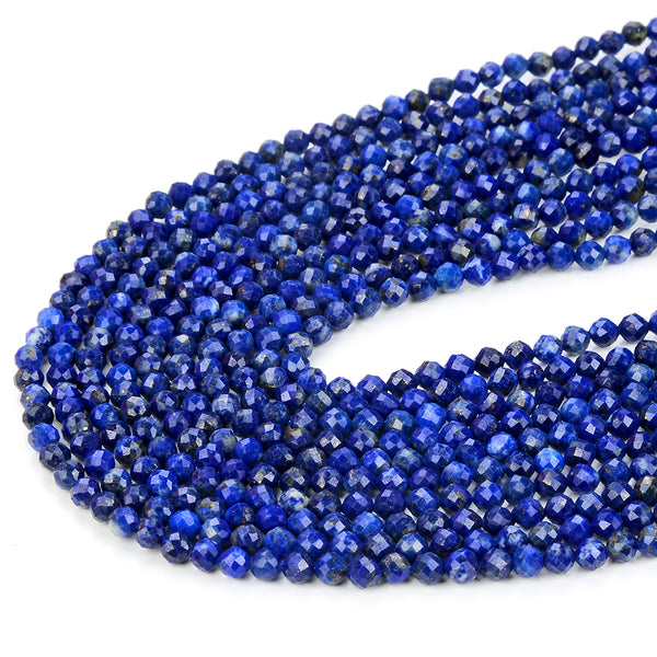 3MM Natural Lapis Lazuli Gemstone Grade AAA Micro Faceted Round Loose Beads 15 inch Full Strand (80009274-P25)