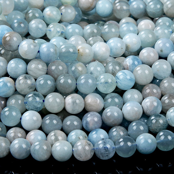 Natural Aquamarine Gemstone Grade AA Round 8-9MM 9MM Loose Beads 15 inch Full Strand (D408)