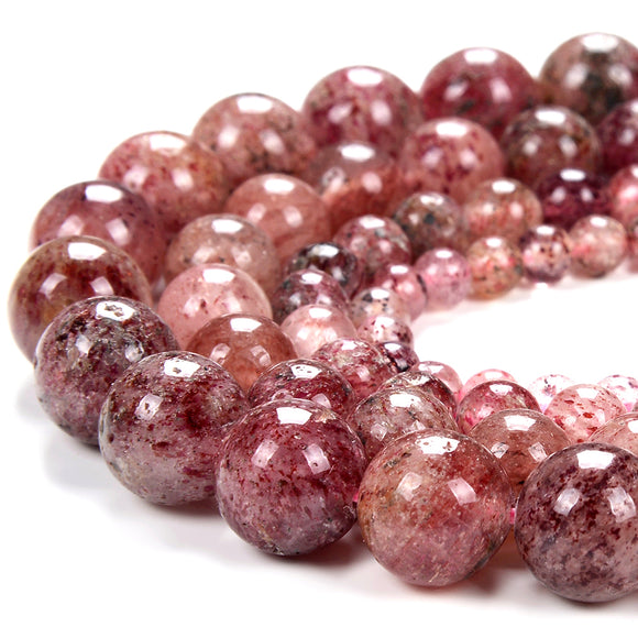 Natural Strawberry Quartz Gemstone Grade Round 4MM 6MM 7MM 8MM 9MM 10MM Loose Beads (D274)