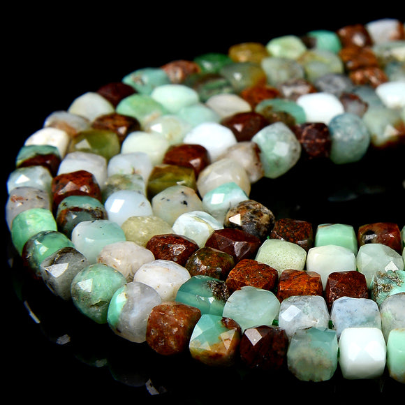 4MM Natural Chrysoprase Gemstone Grade A Micro Faceted Square Cube Loose Beads (P68)