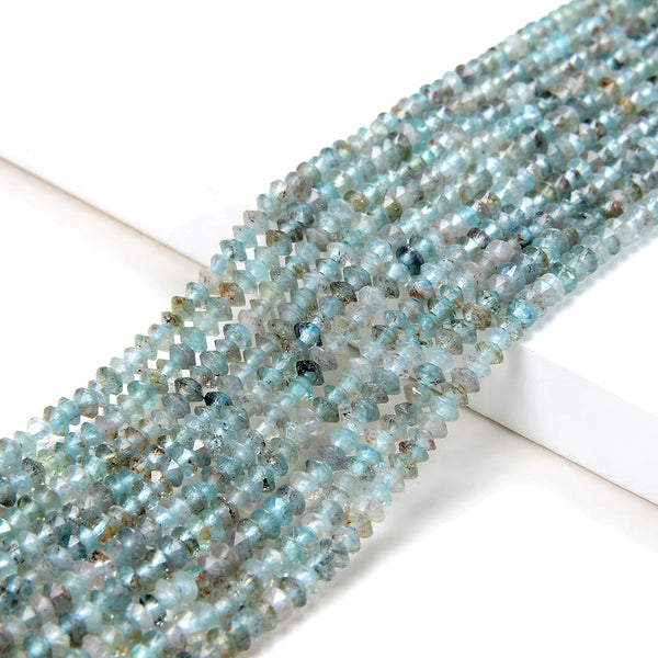 3X2MM Natural Aqua Blue Apatite Gemstone Grade A Bicone Faceted Rondelle Saucer Loose Beads 15 inch Full Strand (80009452-P34)