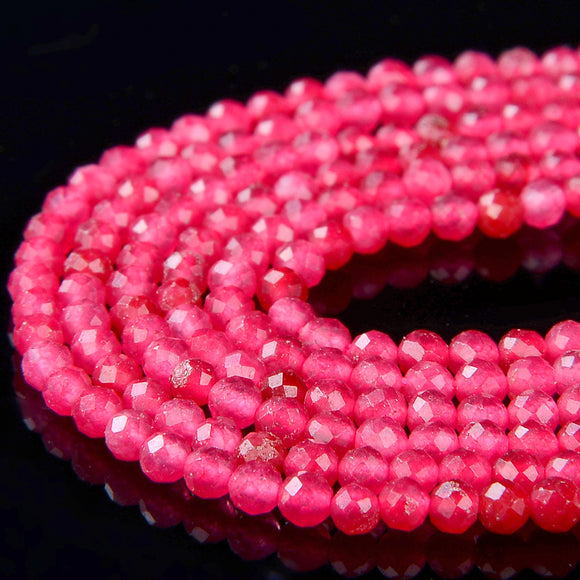 2MM Red Jade Gemstone Grade AAA Micro Faceted Round Loose Beads 15 inch Full Strand (80016206-P49)