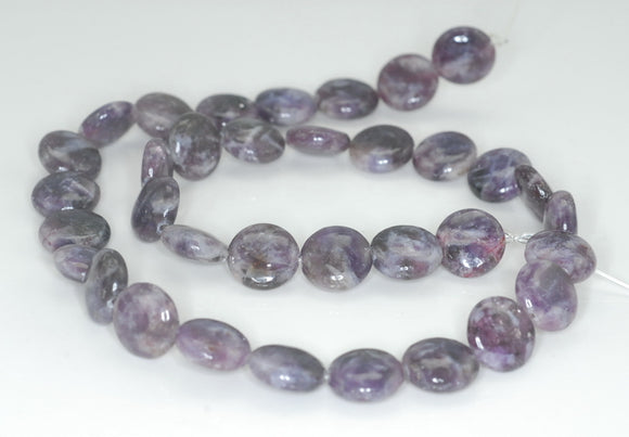 12mm Light Purple Lepidolite Gemstone Grade AB Flat Round Loose Beads 8 inch Half Strand (90187877-656)