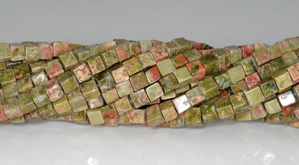 4MM Unakiate Gemstone Square Cube Loose Beads 16 inch Full Strand (90182168-A112)