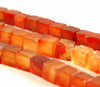 11-12MM Carnelian Agate Gemstone Square Cube Loose Beads 7.5 inch Half Strand (90182221-A115)