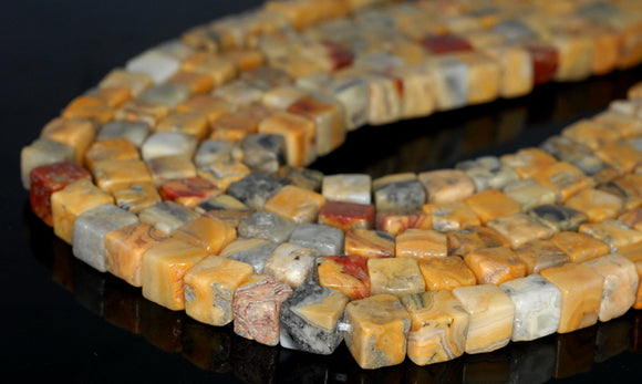 6MM Crazy Lace Agate Gemstone Square Cube Loose Beads 15 inch Full Strand (90182228-A116)