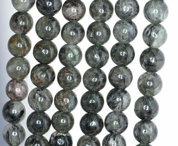 8MM Green Rutilated Quartz Gemstone Round Loose Beads 15 inch Full Strand (90182309-A122)