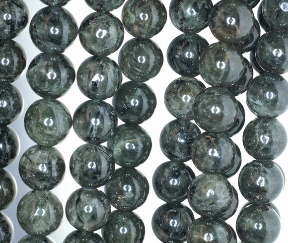 10MM Green Rutilated Quartz Gemstone Grade AA Round Loose Beads 7.5 inch Half Strand (90182440-A121)