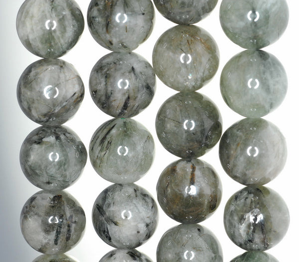 14MM Green Rutilated Quartz Gemstone Round Loose Beads 7.5 inch Half Strand (90182399-A121)